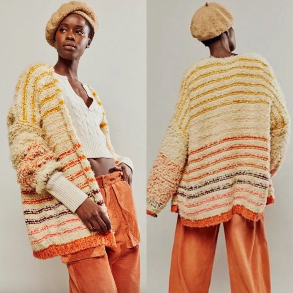 Free People Rainbow Fuzz Cardi Cardigan